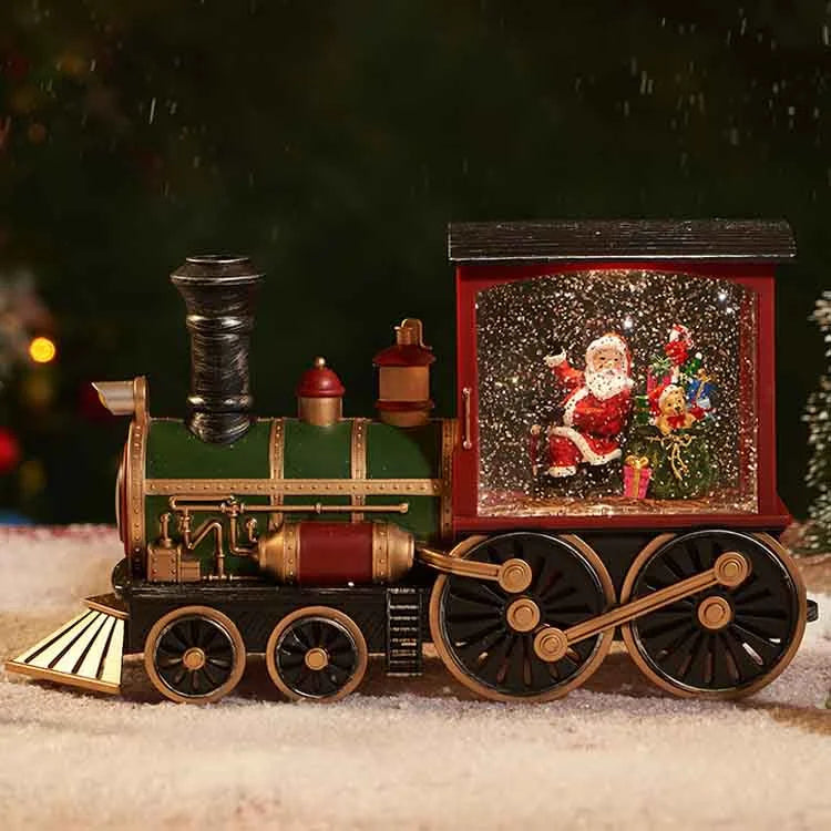 The Heart of Christmas — Santa’s Illuminated Train Snow Globe Lantern