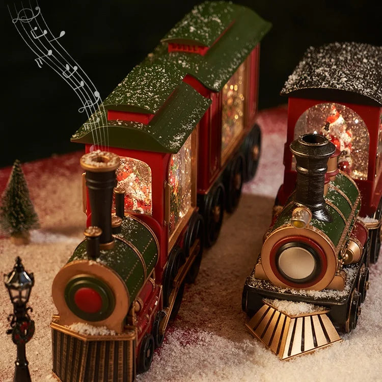 The Heart of Christmas — Santa’s Illuminated Train Snow Globe Lantern.