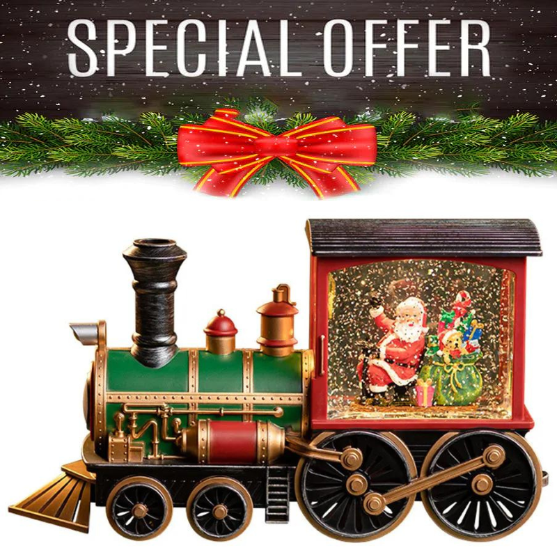 🎉Special Offer🚂🎅 Christmas Train Illuminated, Lantern Decoration With Snow Globe, Santa Claus.