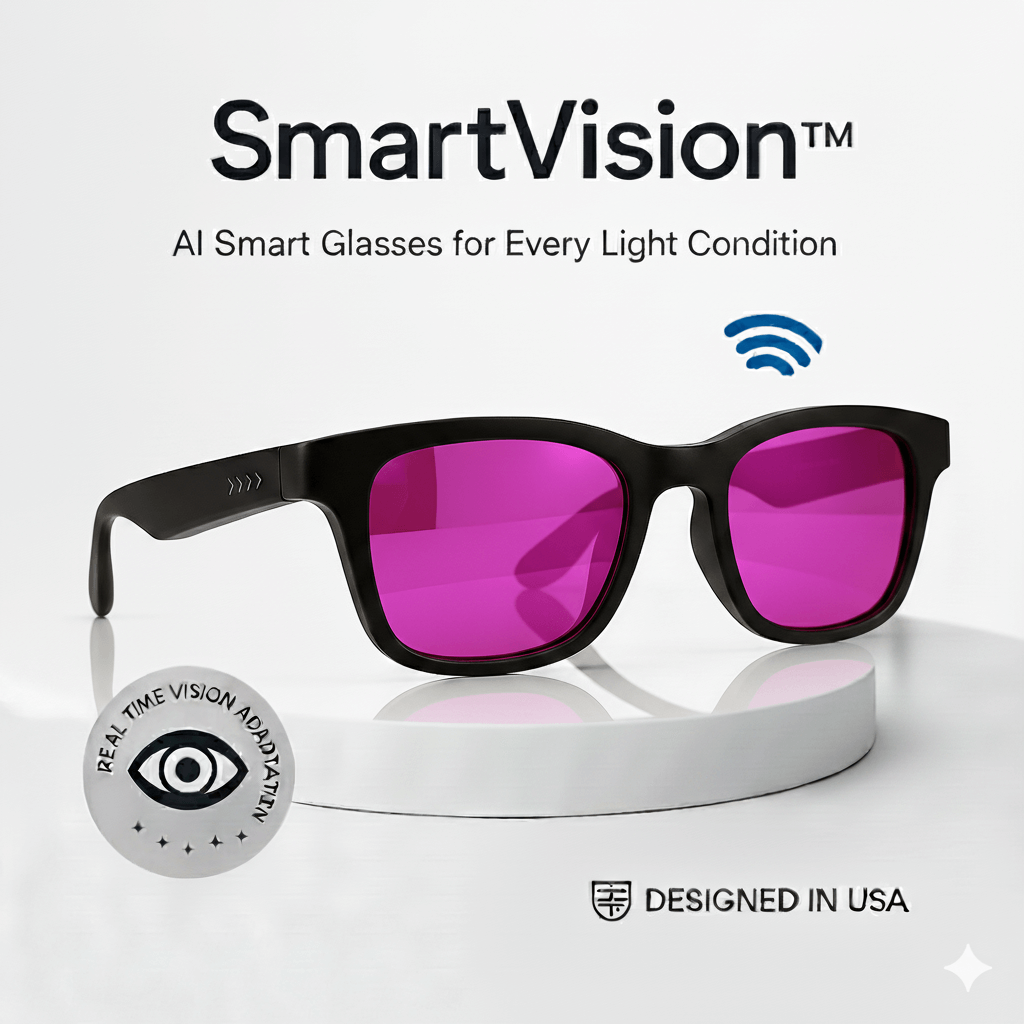 SmartVision™ AI Smart Glasses for Every Light Condition