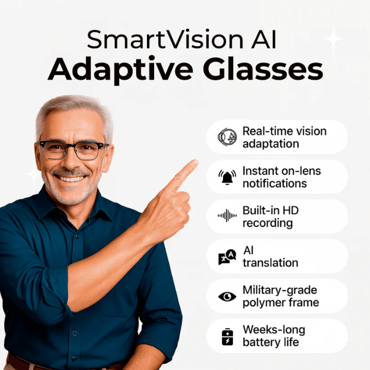SmartVision™ AI Smart Glasses for Every Light Condition