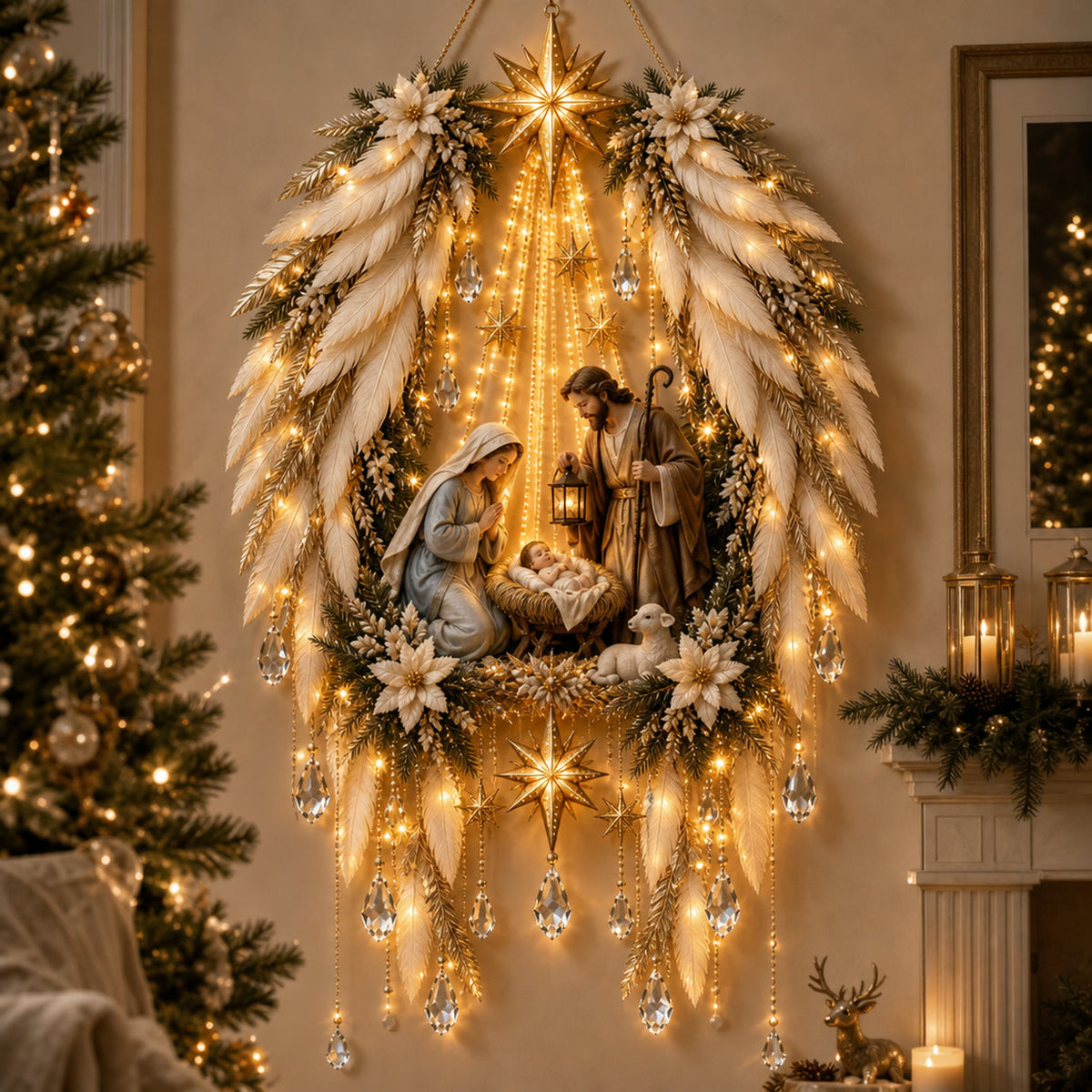 Angel Wings Nativity Wall Light