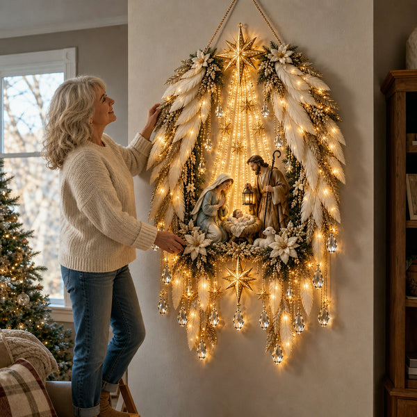 Angel Wings Nativity Wall Light