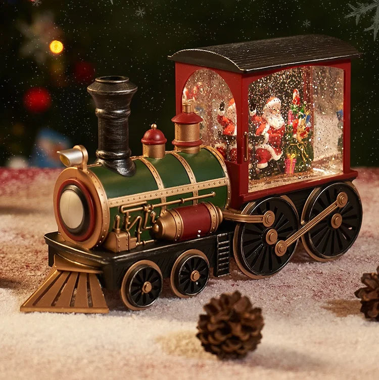 The Heart of Christmas — Santa’s Illuminated Train Snow Globe Lantern